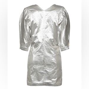 BNWT ISABEL MARANT “RADELA" LAMINATED COTTON DRESS WITH IMPONTURED DETAIl